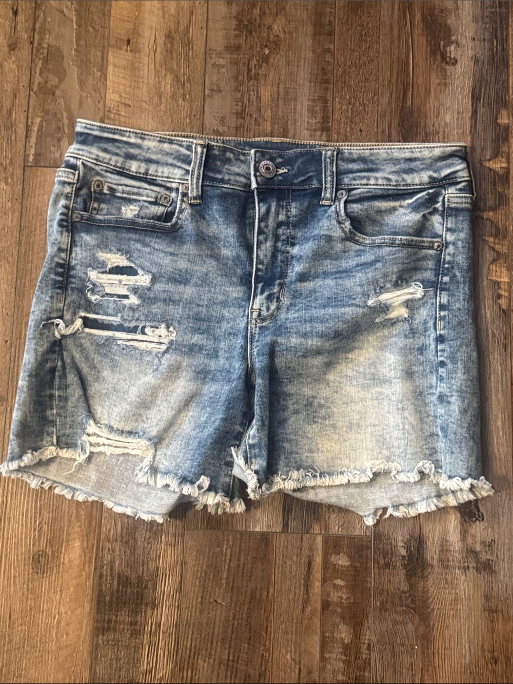 American Eagle Outfitters Distressed Light Blue Denim Shorts